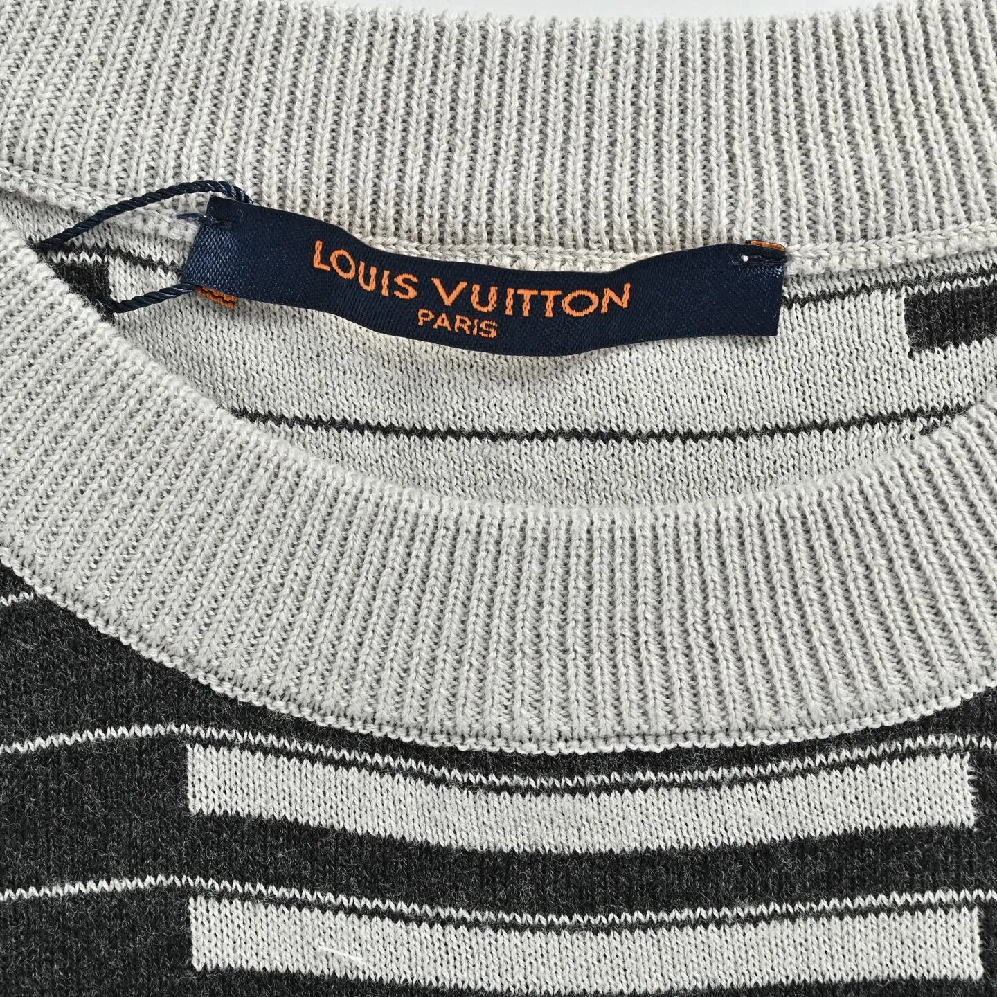 Louis Vuitton/Louis Vuitton 26ss striped old flower jacquard knitted short sleeves